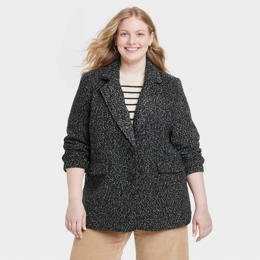 Universal Thread Black and White Blazer Structured Design